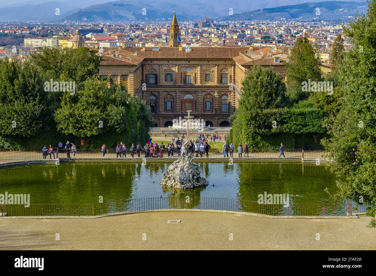 Palazzo Pitti e il Giardino di Boboli, Sito Patrimonio Mondiale dell'UNESCO, Firenze, Toscana, Italia, Europa Foto Stock