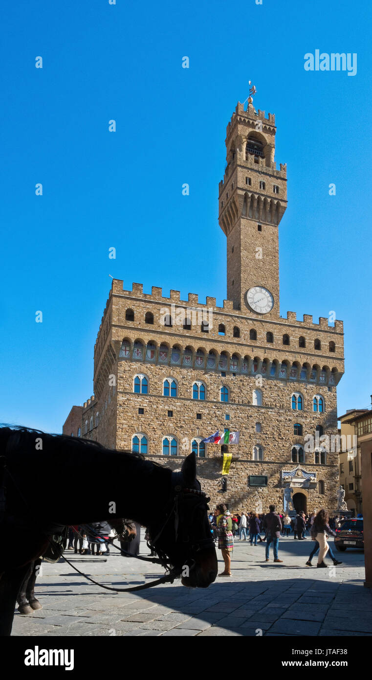 Palazzo Vecchio, Firenze, Sito Patrimonio Mondiale dell'UNESCO, Toscana, Firenze, Italia, Europa Foto Stock