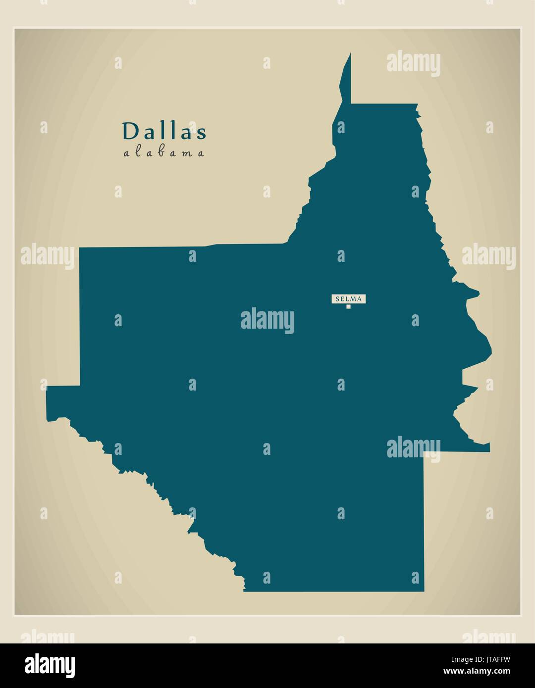 Mappa moderno - Dallas Alabama county USA illustrazione Illustrazione Vettoriale