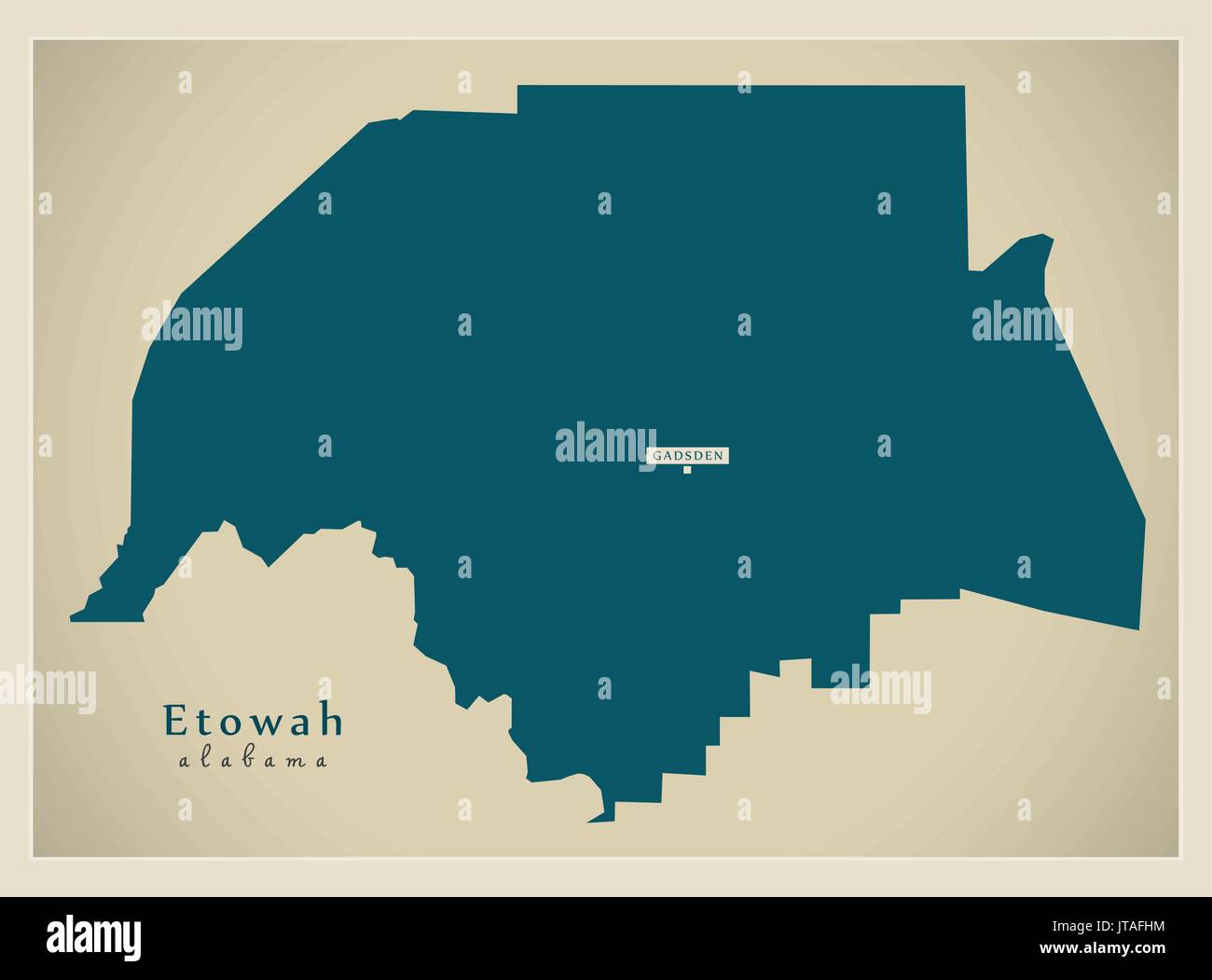 Mappa moderno - Alabama Etowah county USA illustrazione Illustrazione Vettoriale