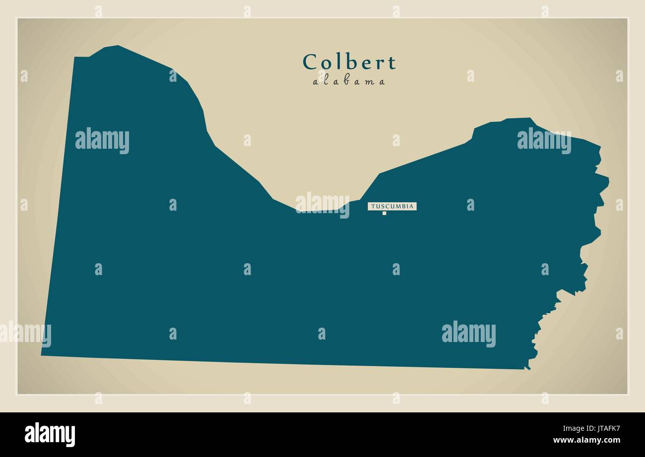 Mappa moderno - Colbert Alabama county USA illustrazione Illustrazione Vettoriale