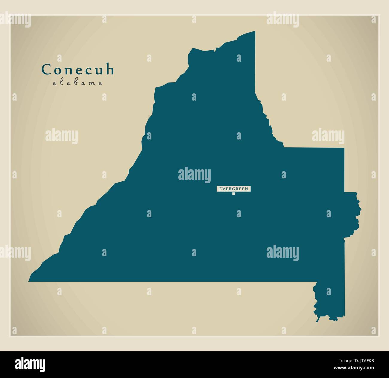 Mappa moderno - Alabama Conecuh county USA illustrazione Illustrazione Vettoriale