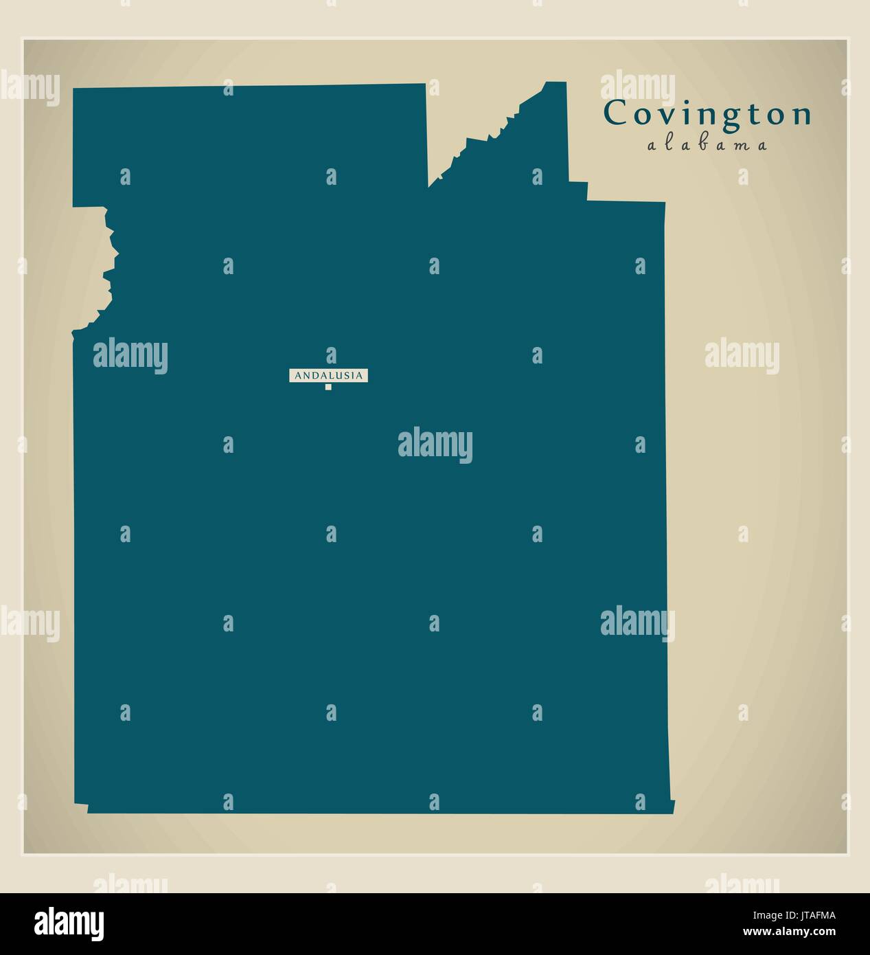 Mappa moderno - Covington Alabama county USA illustrazione Illustrazione Vettoriale