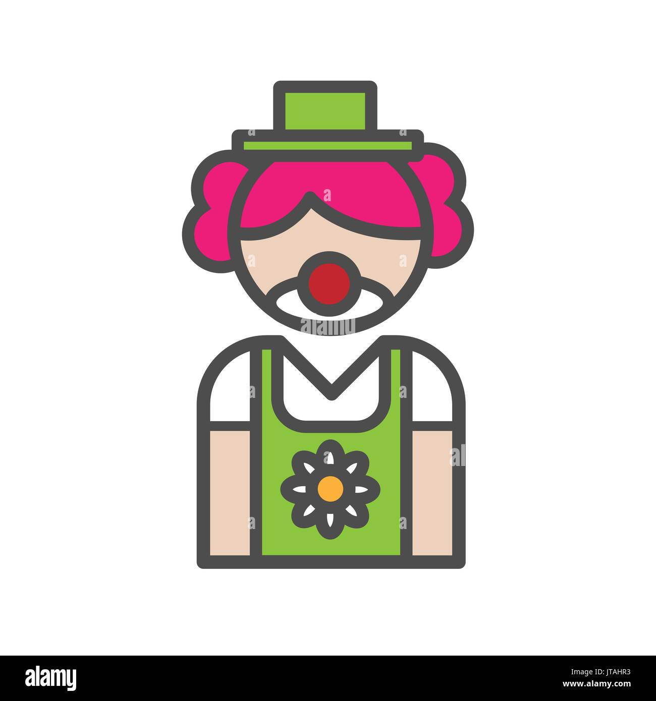 Clown avatar icona su sfondo bianco Illustrazione Vettoriale