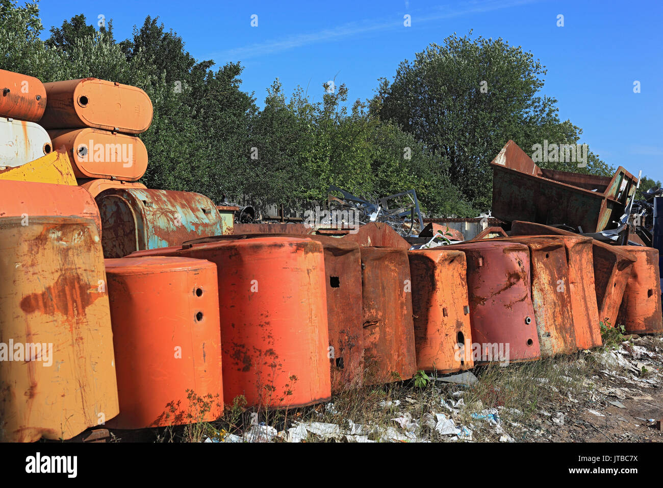 Cantiere di rottami, rifiuti di metallo azioni in una società di riciclaggio, Schrottplatz, Metallabfaelle Lager in einem Recyclingbetrieb Foto Stock