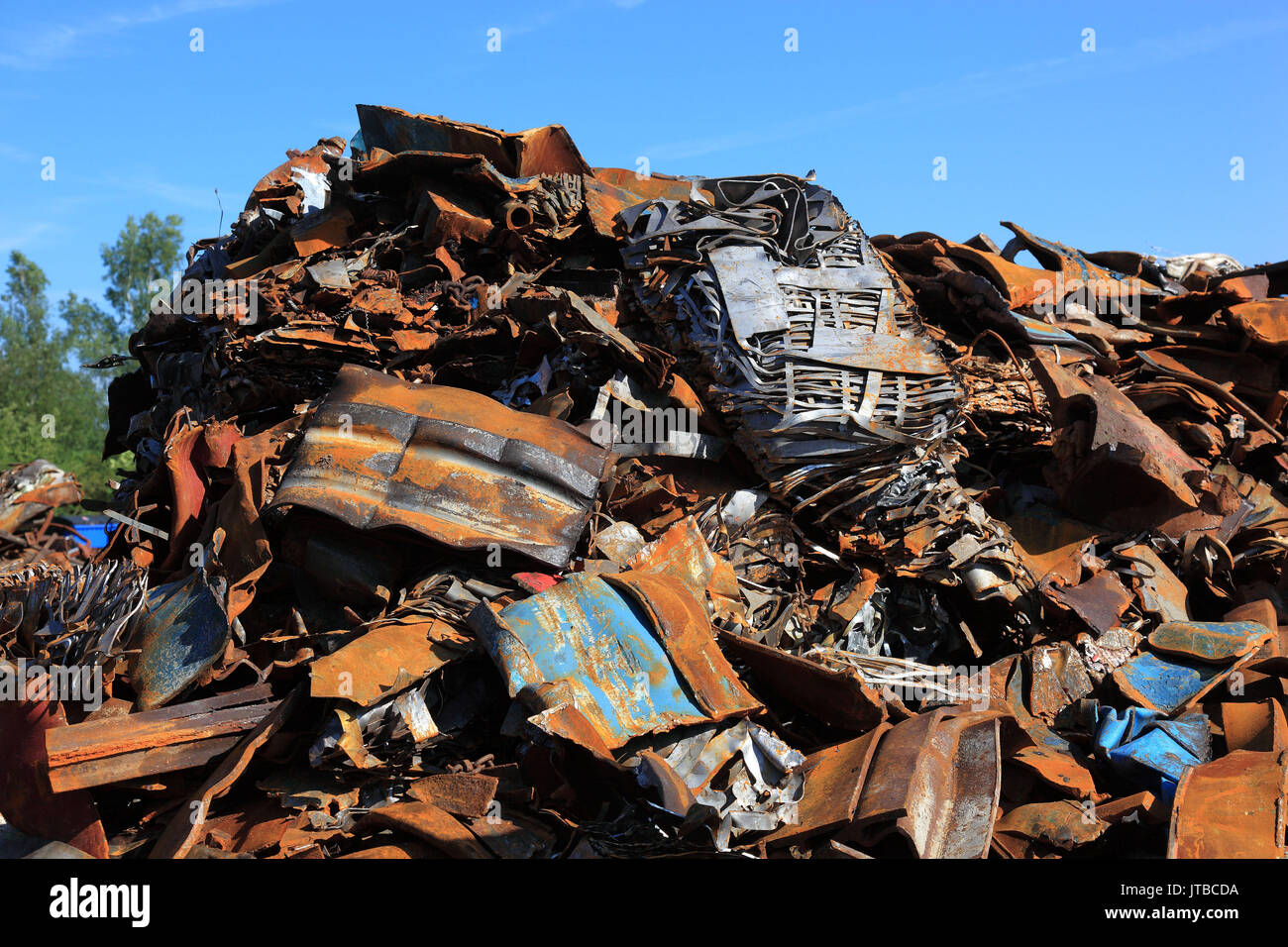 Cantiere di rottami, rifiuti di metallo azioni in una società di riciclaggio, Schrottplatz, Metallabfaelle Lager in einem Recyclingbetrieb Foto Stock