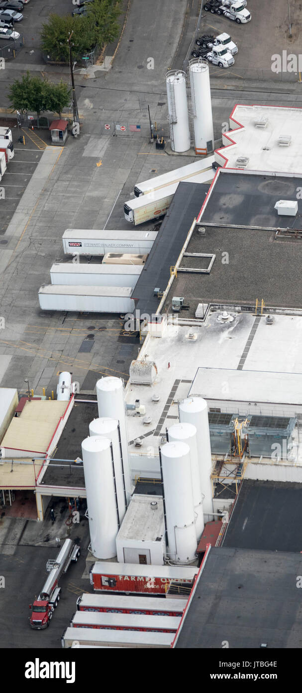 Vista aerea del latte Darigold trasformazione di prodotti vegetali, 4058 Rainier Ave S, Seattle, nello Stato di Washington, USA Foto Stock