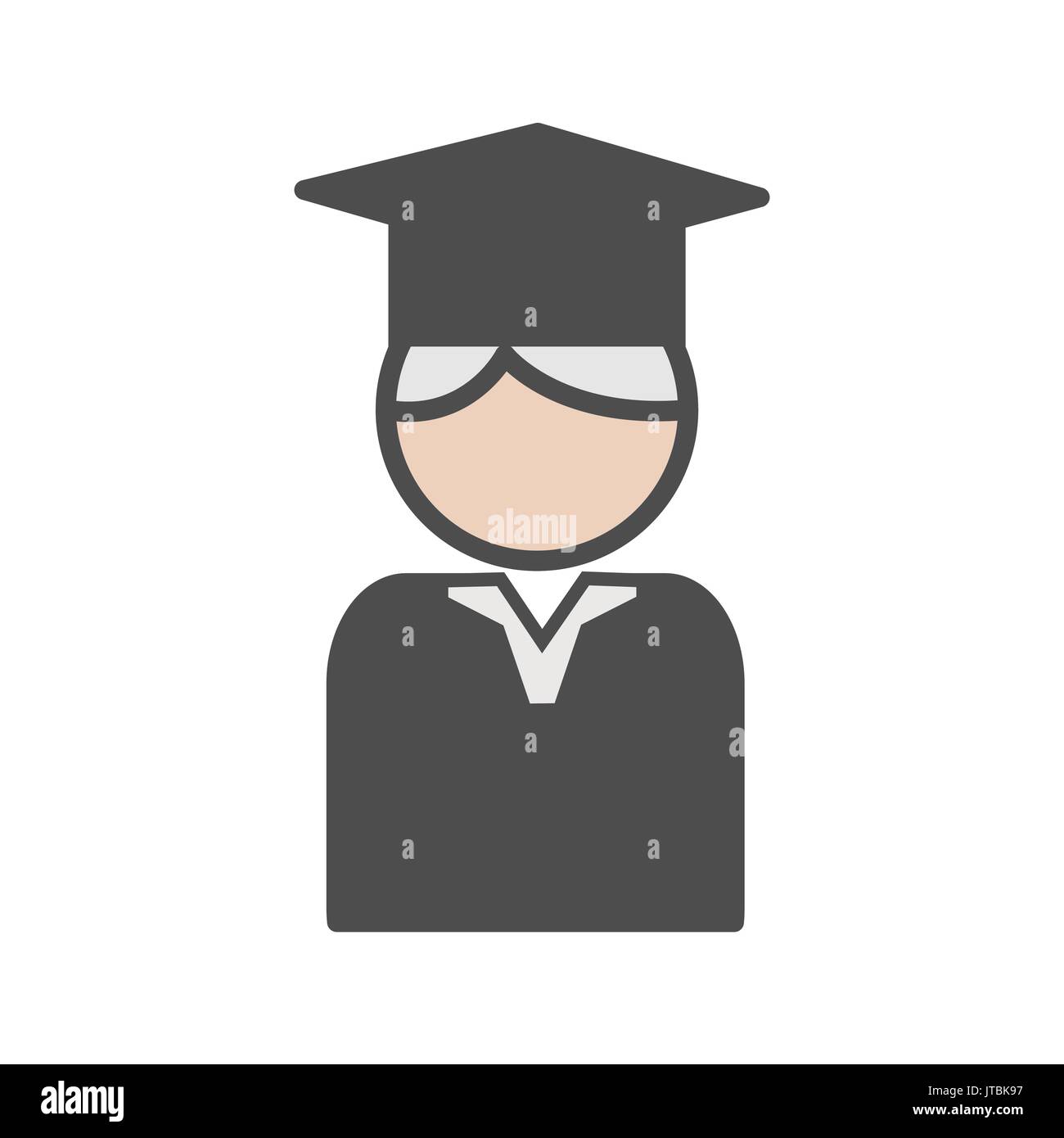 Il Professor icona con mortarboard e capelli grigi Illustrazione Vettoriale