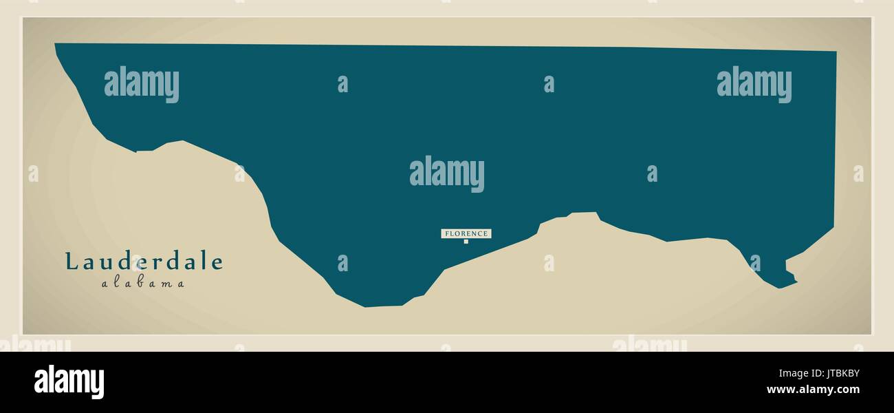 Mappa moderno - Lauderdale Alabama county USA illustrazione Illustrazione Vettoriale