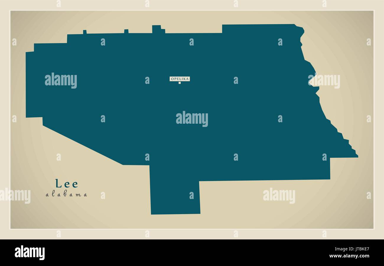 Mappa moderno - Lee Alabama county USA illustrazione Illustrazione Vettoriale