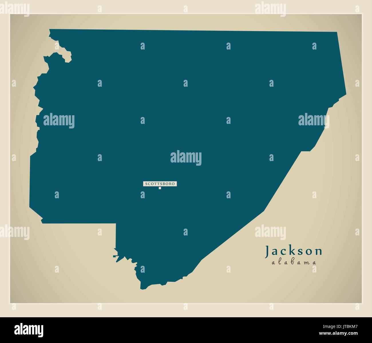 Mappa moderno - Jackson Alabama county USA illustrazione Illustrazione Vettoriale