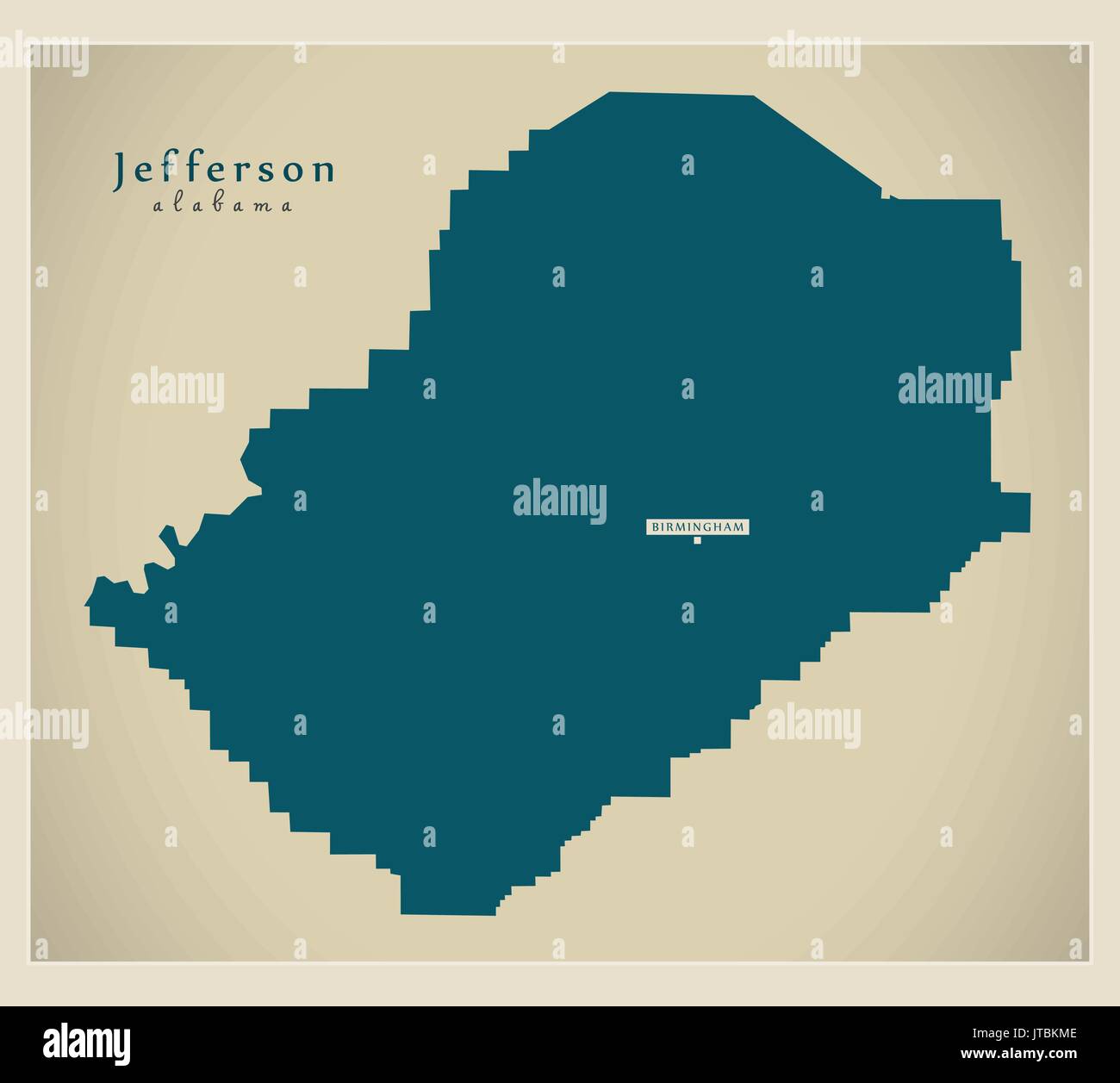 Mappa moderno - Alabama Jefferson county USA illustrazione Illustrazione Vettoriale