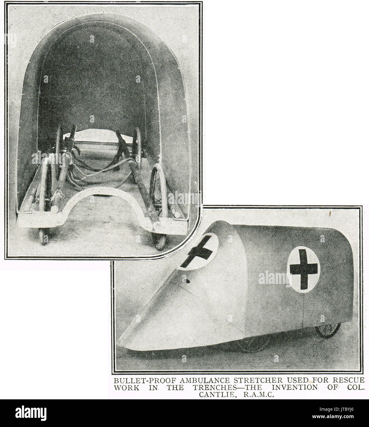 A prova di proiettile ambulanza barella, WW1 Foto Stock