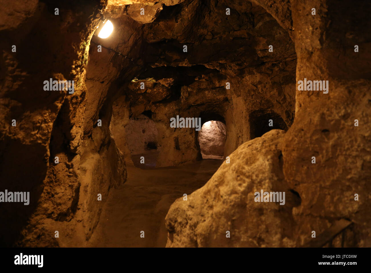 Ovaoren Città sotterranea in Cappadocia, Nevsehir, Turchia Foto Stock