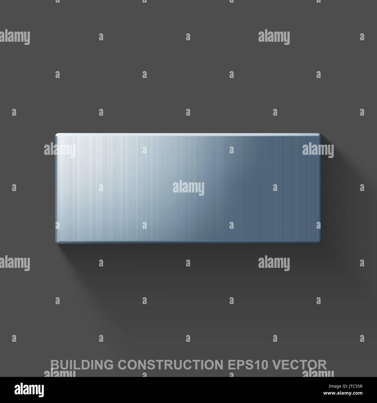 Metallica piana costruzione 3D icona. Acciaio lucido Mattoni su sfondo grigio. EPS 10, il vettore. Illustrazione Vettoriale