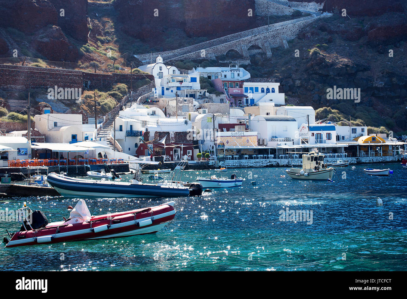 Il vecchio porto di Santorini Island - Grecia Foto Stock