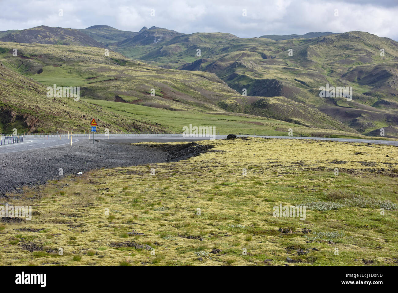 Brumoso paesaggio in Sudurland, Islanda. Foto Stock