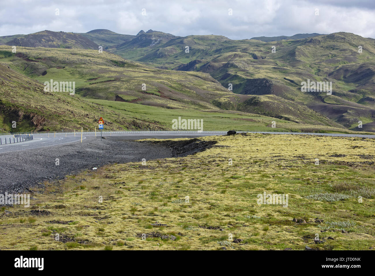 Brumoso paesaggio in Sudurland, Islanda. Foto Stock