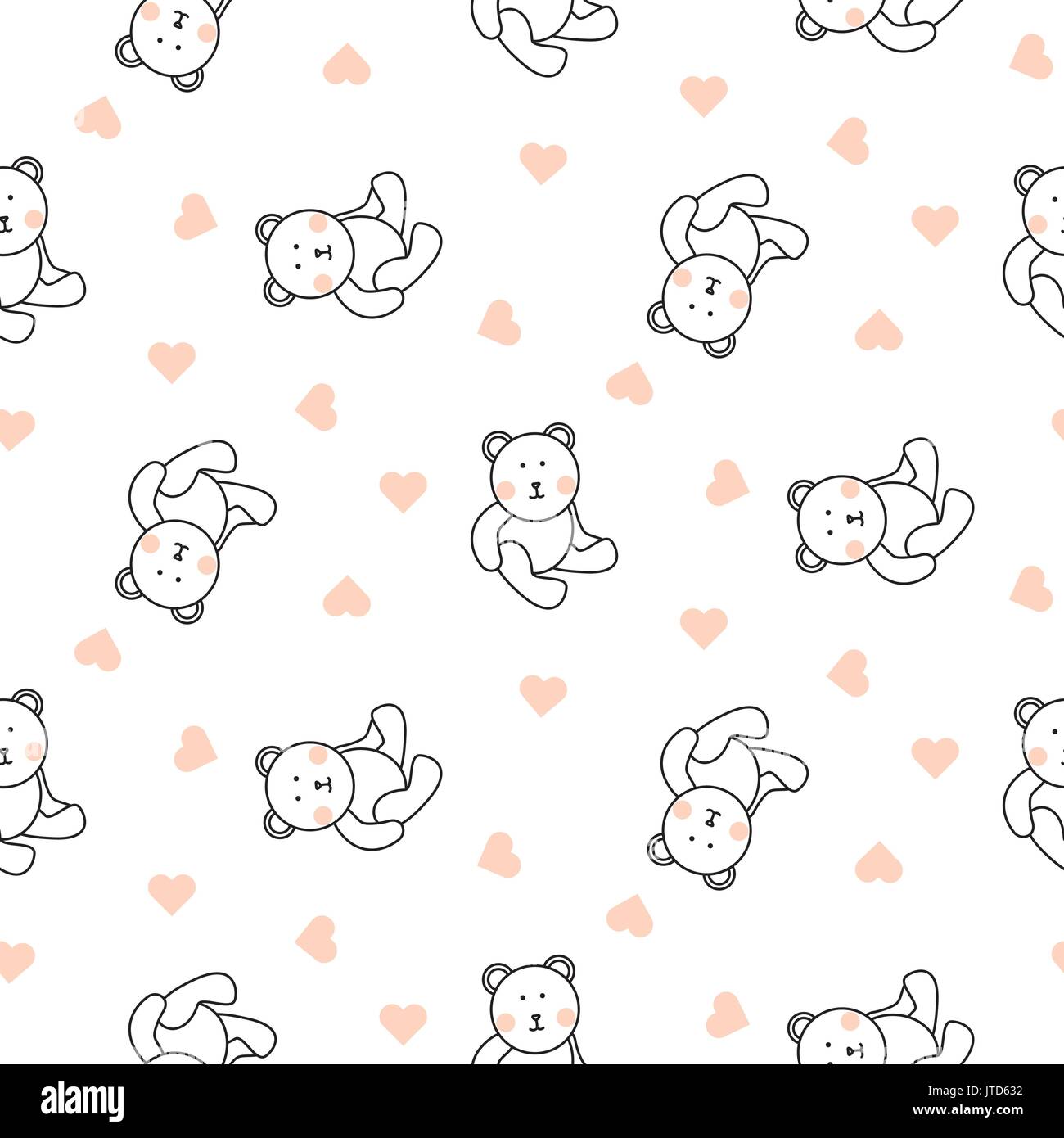 Orsacchiotto di peluche vettore seamless pattern. Illustrazione Vettoriale
