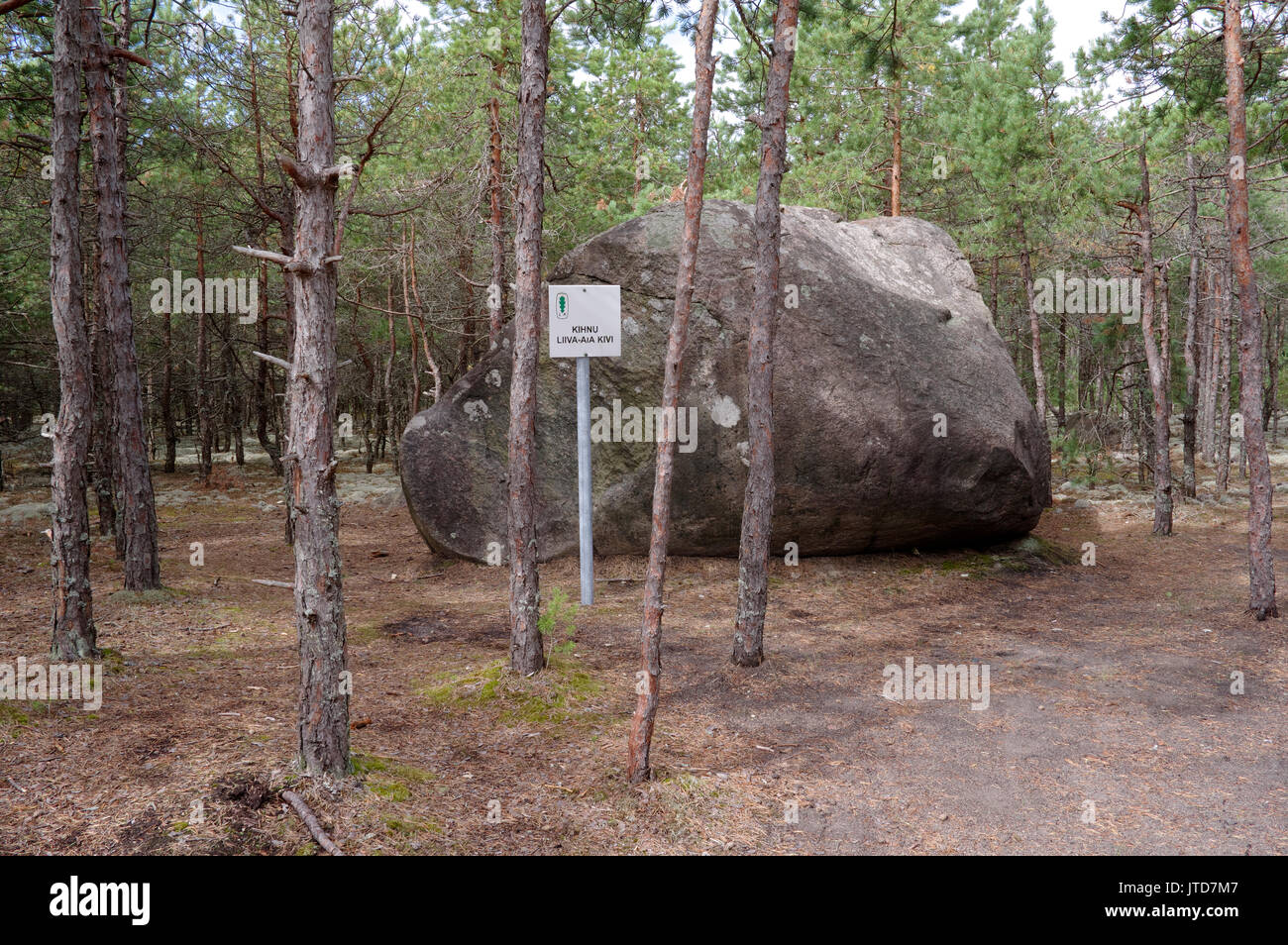 Boulder denominato Liiva-aia kivi nel villaggio Linaküla. Kihnu isola. Estonia 5 Agosto 2017 Foto Stock