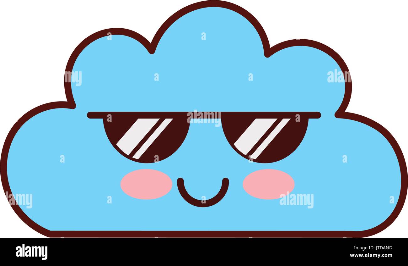 Bella nuvola di fantasia con occhiali da sole kawaii carattere Immagine e  Vettoriale - Alamy