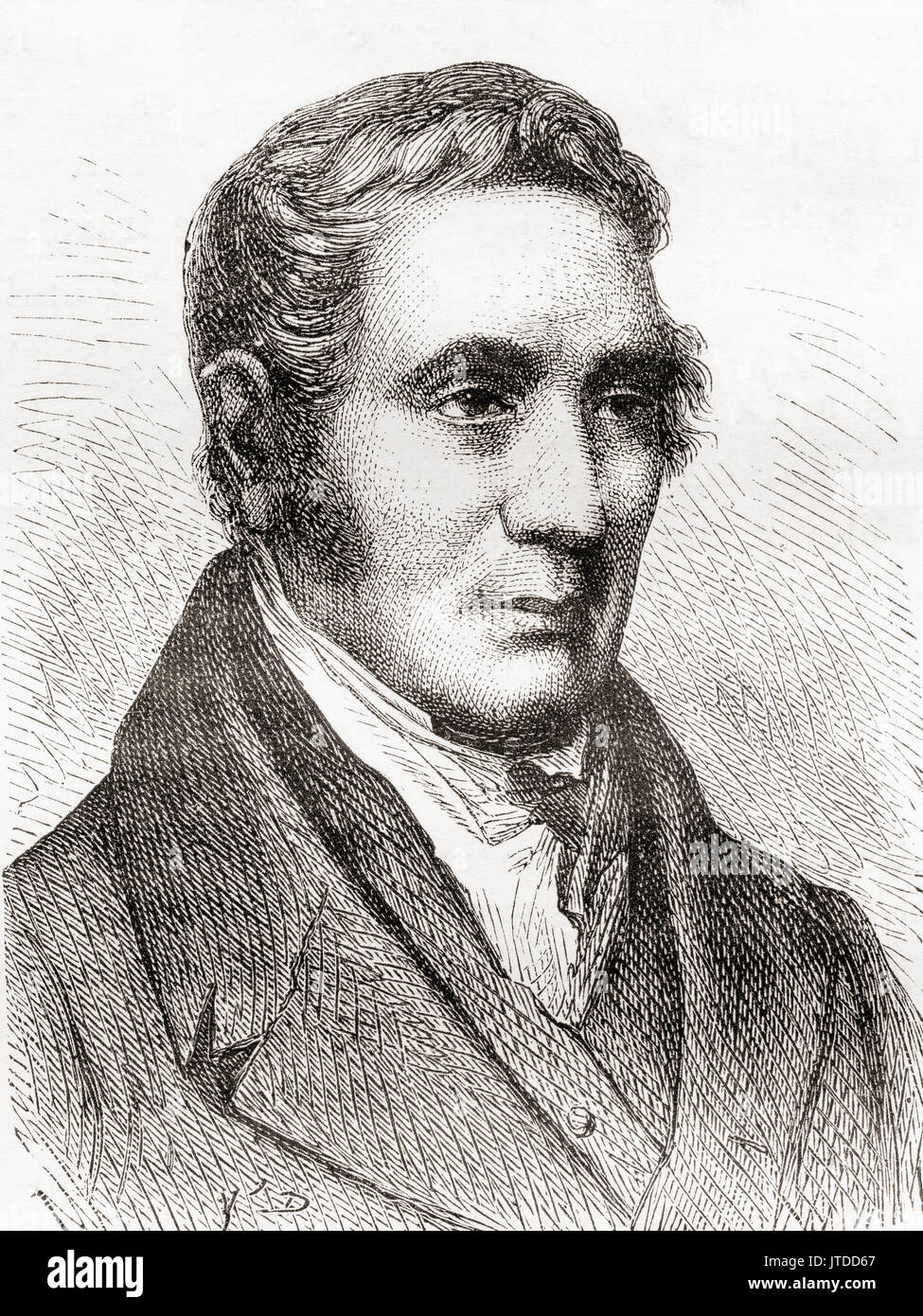 George Stephenson, 1781 - 1848. Inglese ingegnere civile e ingegnere meccanico. Da Les Merveilles de la Science, pubblicato 1870. Foto Stock