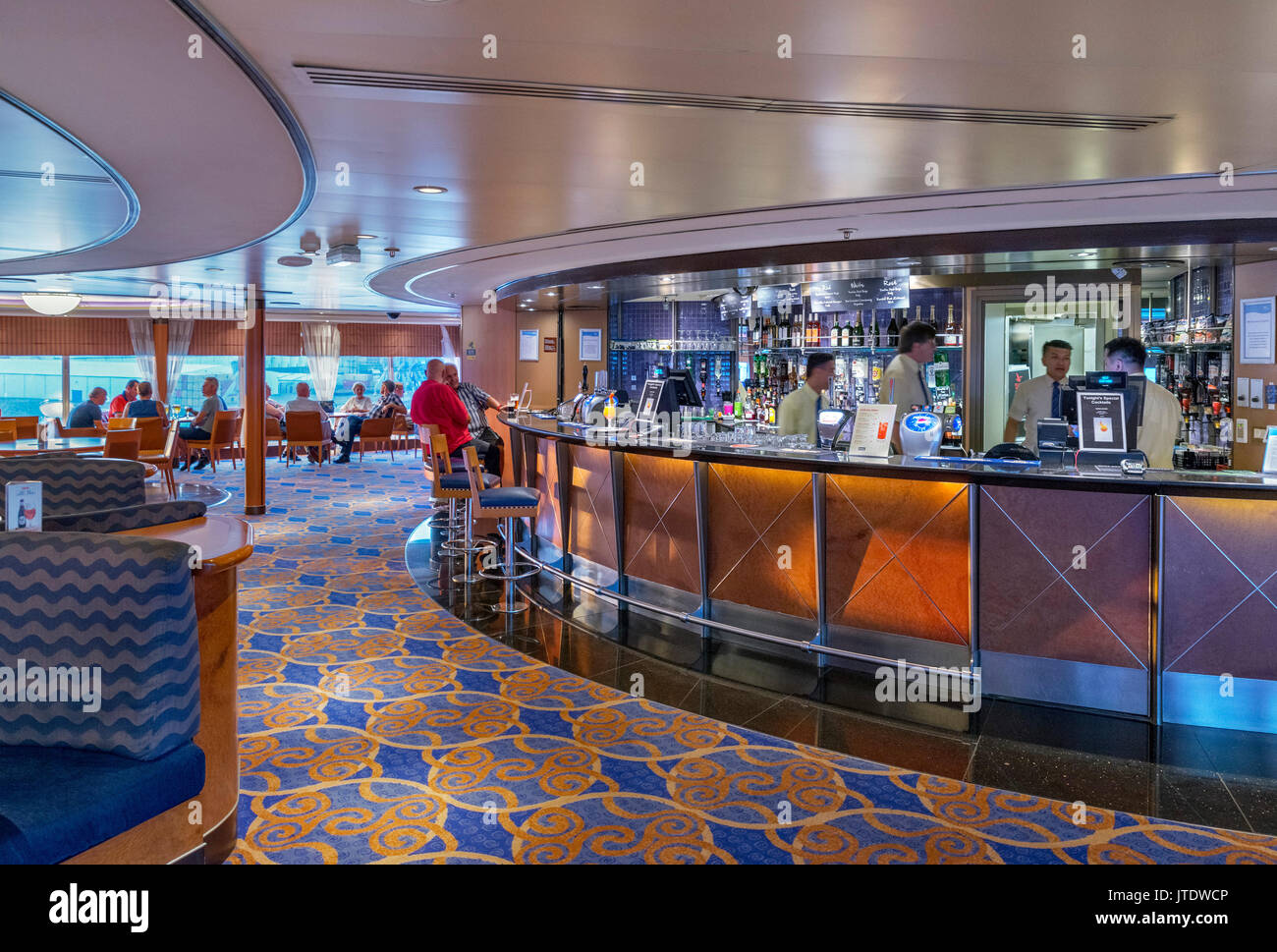 Lounge bar sul P&O Rotterdam a Hull Foto Stock