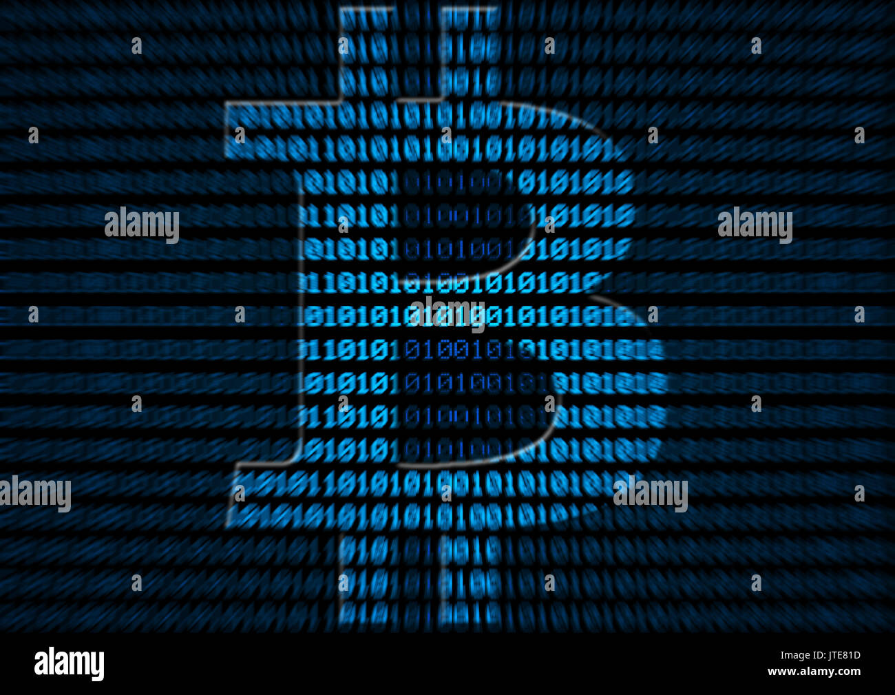 Bitcoin simbolo sul codice binario di sfondo - cryptocurrency Foto Stock