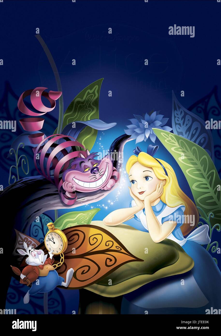 CHESHIRE CAT, coniglio bianco, Alice, Alice nel paese delle meraviglie, 1951 Foto Stock