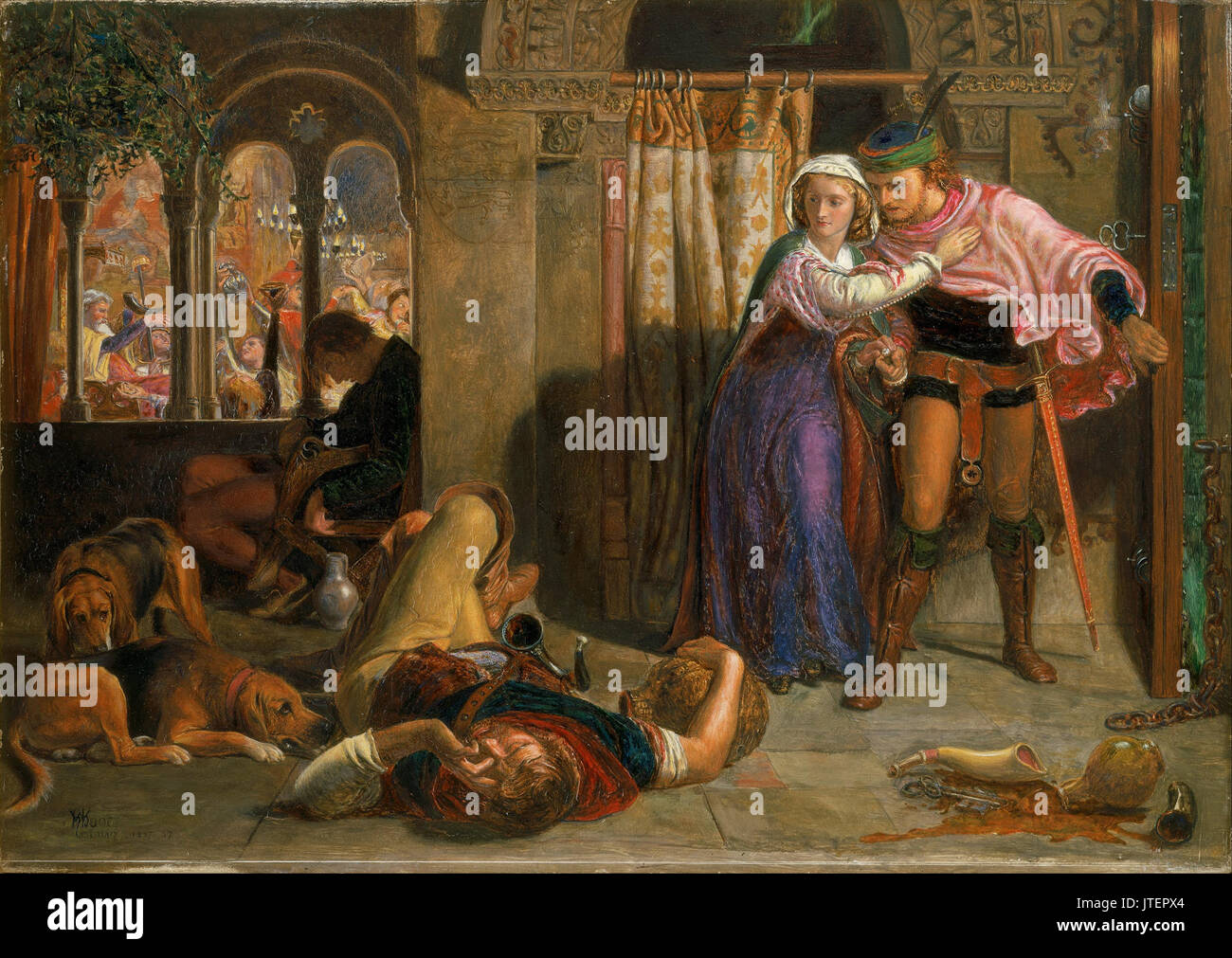 William Holman Hunt il volo di Madeline e Porphyro durante l ebbrezza di frequentare la baldoria (la vigilia della festa di sant Agnese) Foto Stock