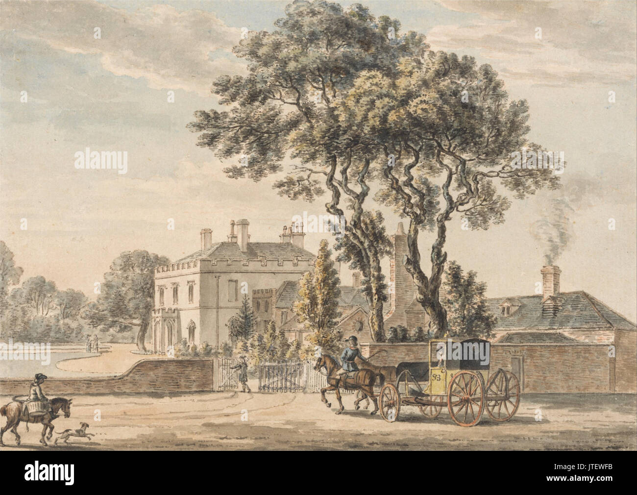 Paul Sandby Nord Est vista di Sir John Elvil's House su Englefield Green vicino a Egham in Surrey Foto Stock