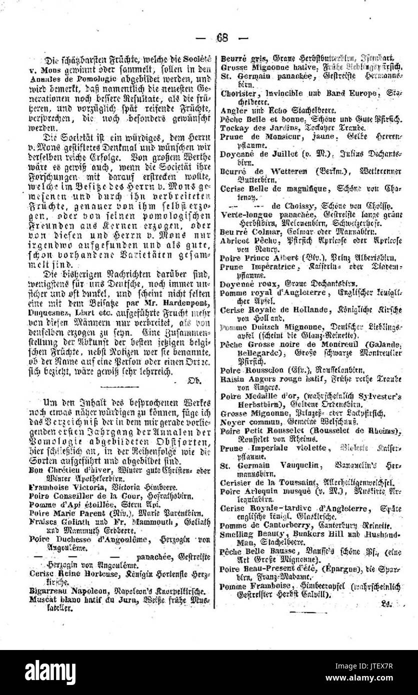 Pomologische Monatshefte Heft 1 068 Foto Stock