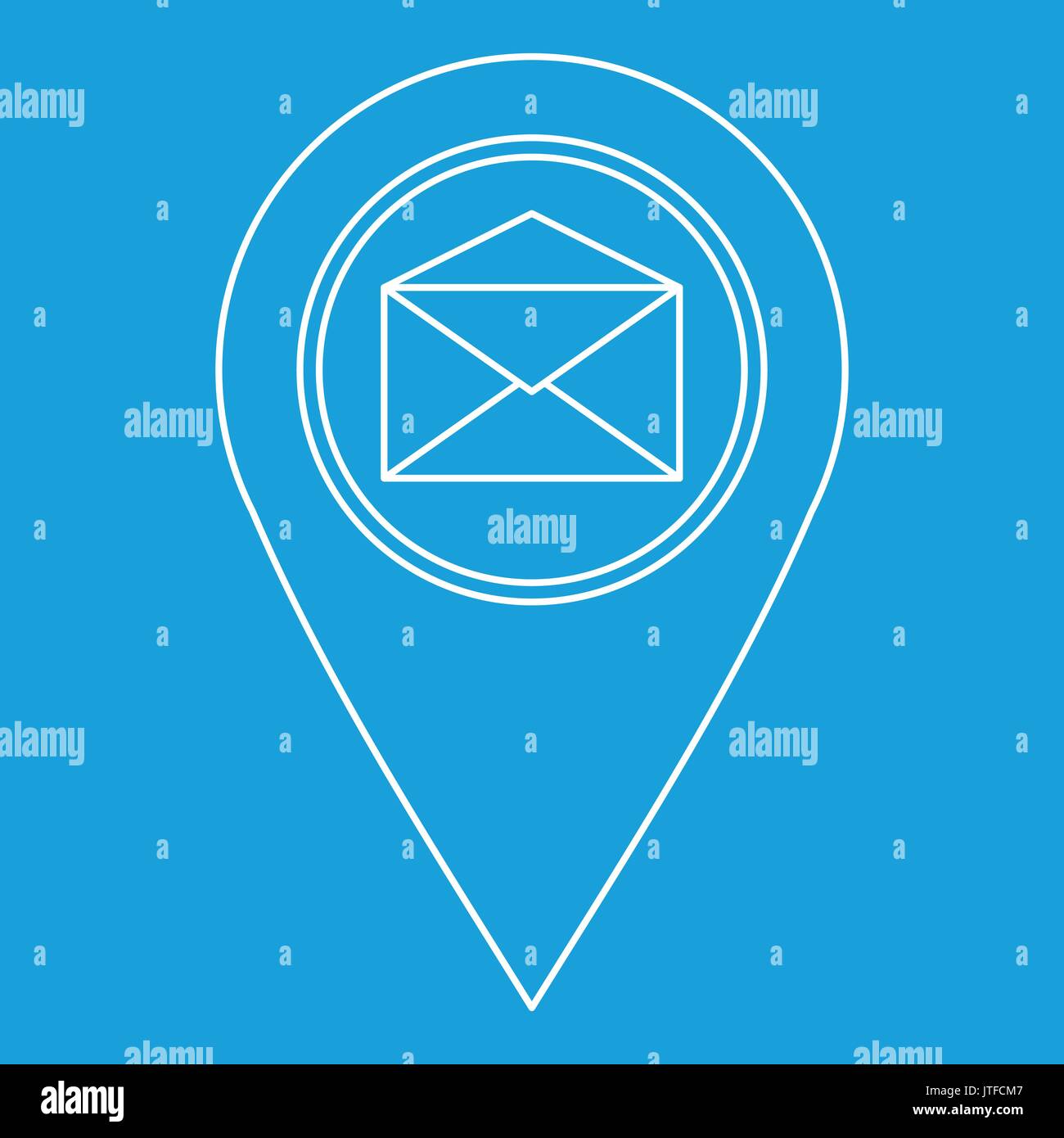 Mappa contatto con busta icona segno, stile contorno Illustrazione Vettoriale