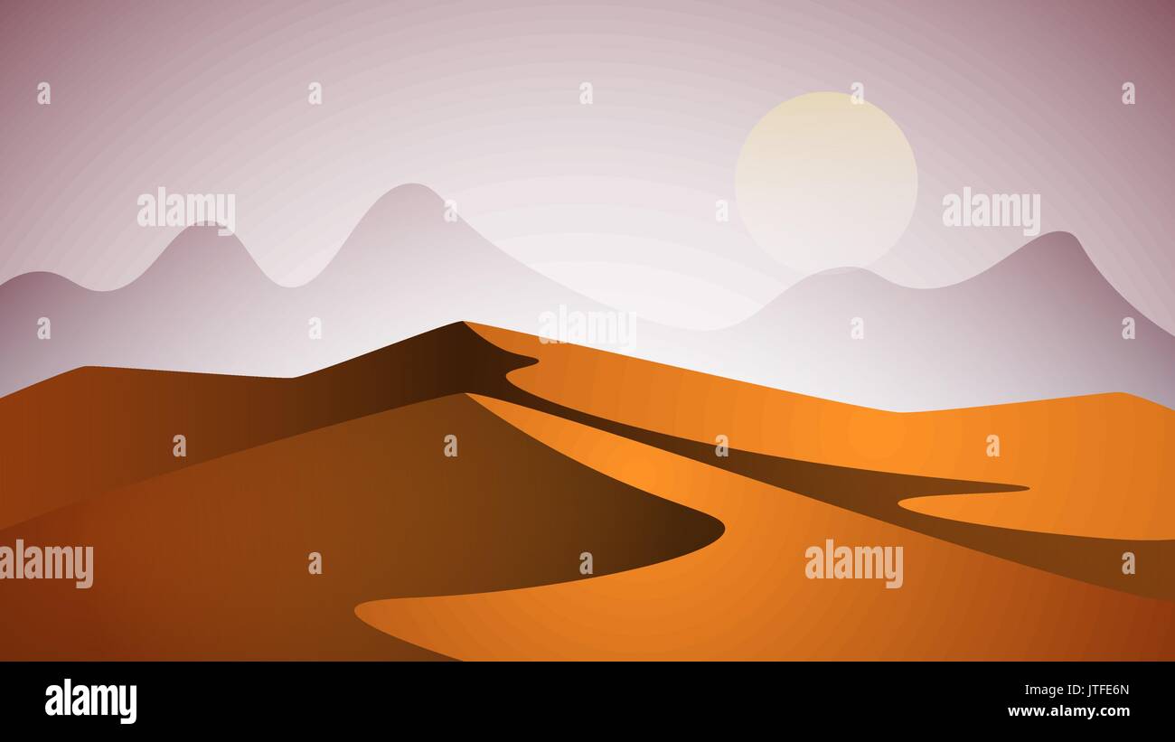 Il paesaggio del deserto. Piramide e sun. Illustrazione Vettoriale