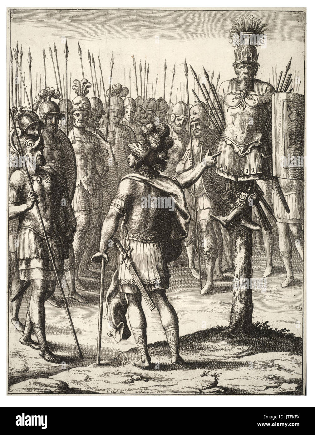 Venceslao Hollar Enea erige un trofeo di armi di Mezentius (stato 2) 2 Foto Stock