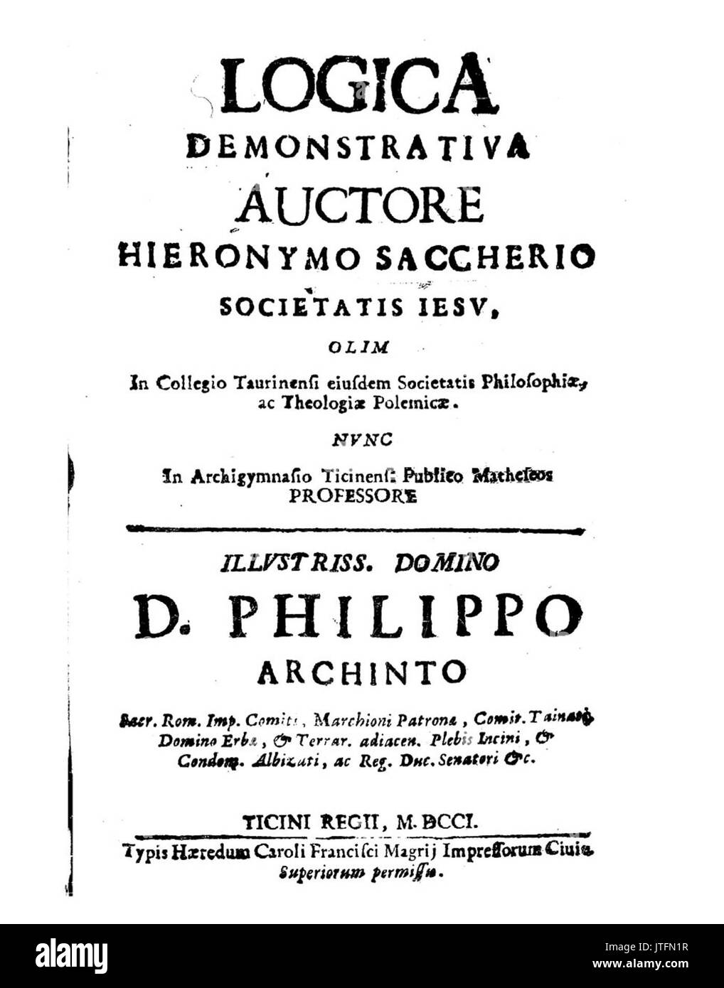Saccheri Logica demonstrativa, 1701 1374661 Foto Stock