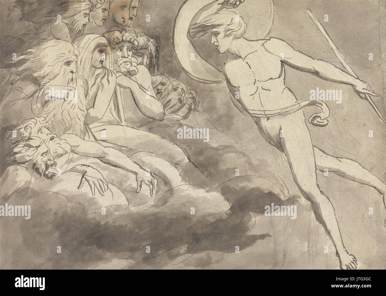 William Blake Satana si avvicina alla corte del caos Foto Stock