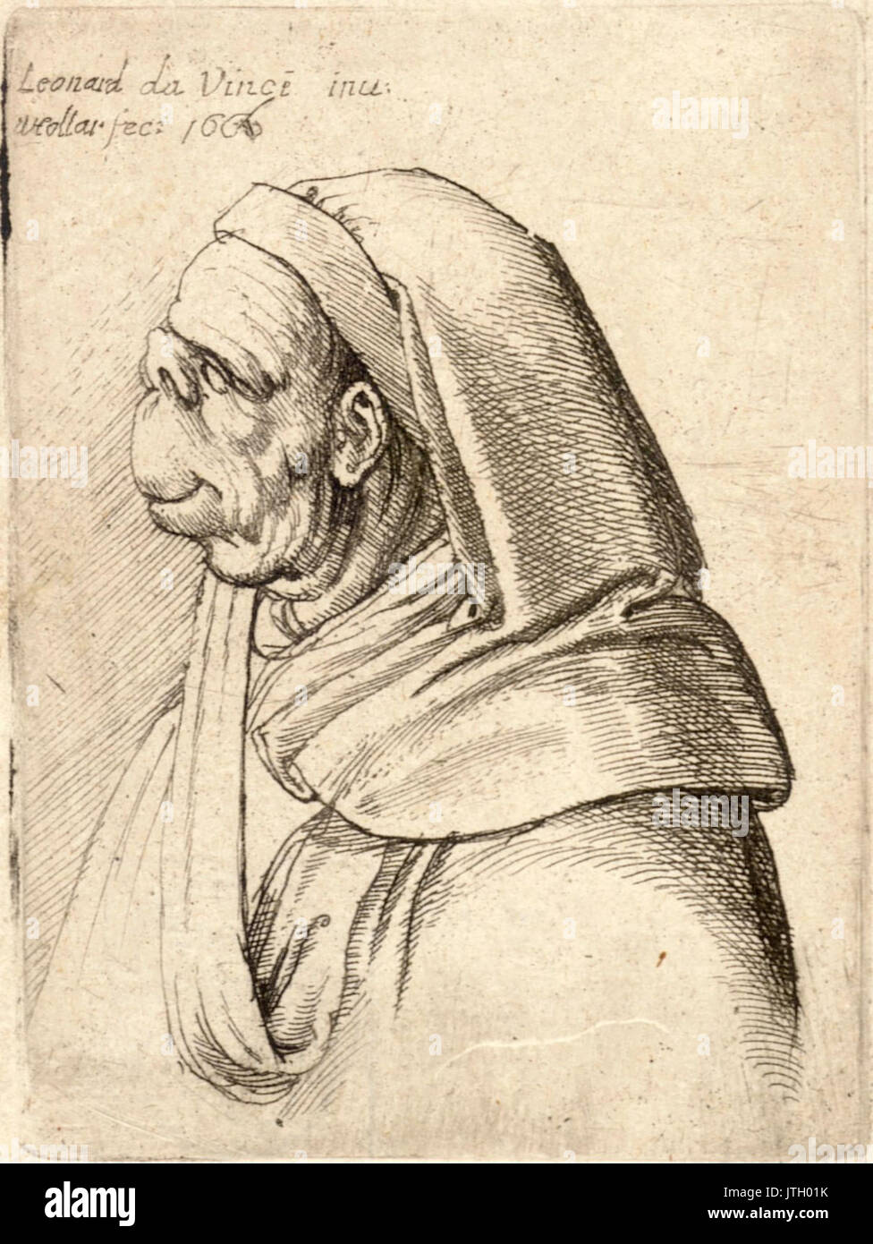 Venceslao Hollar Uomo con piccolo naso capovolta e molto alto labbro superiore Foto Stock