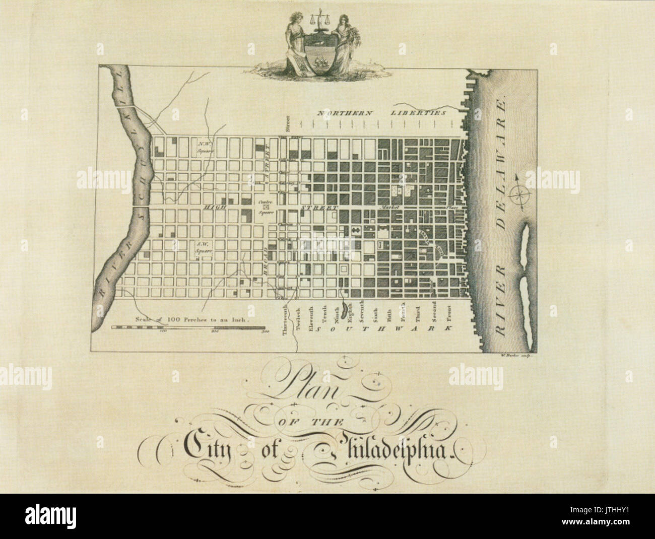 Pianta della città di Filadelfia Betulla viste della piastra 3 Foto Stock