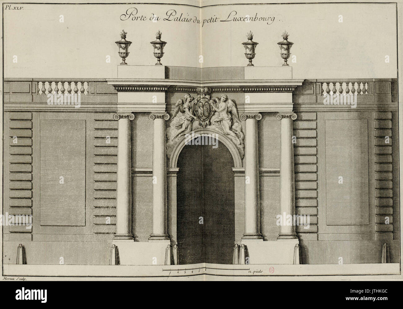 Porte du Palais du petit Lussemburgo Pl45 Livre d'architecture par G Boffrand INHA (ritagliate) Foto Stock