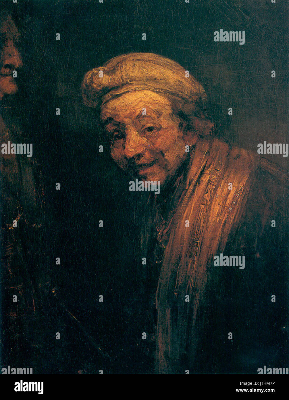 Rembrandt Autoritratto come la risata di zeusi mentre la verniciatura di una vecchia donna Foto Stock