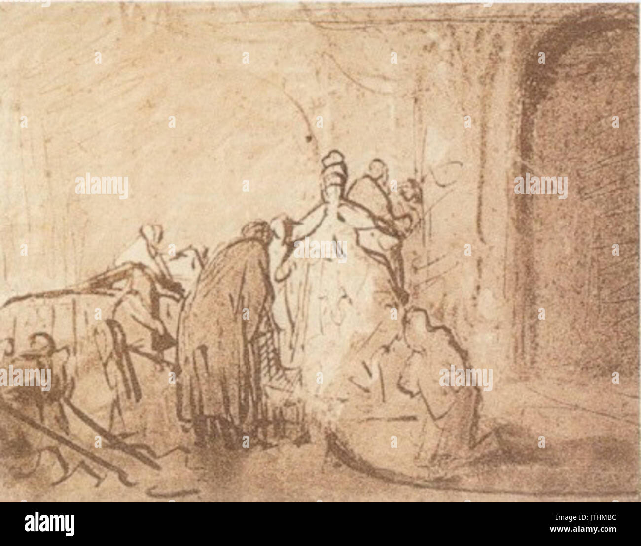 Studio di Rembrandt per Judas restituendo i trenta pezzi d'argento Foto Stock