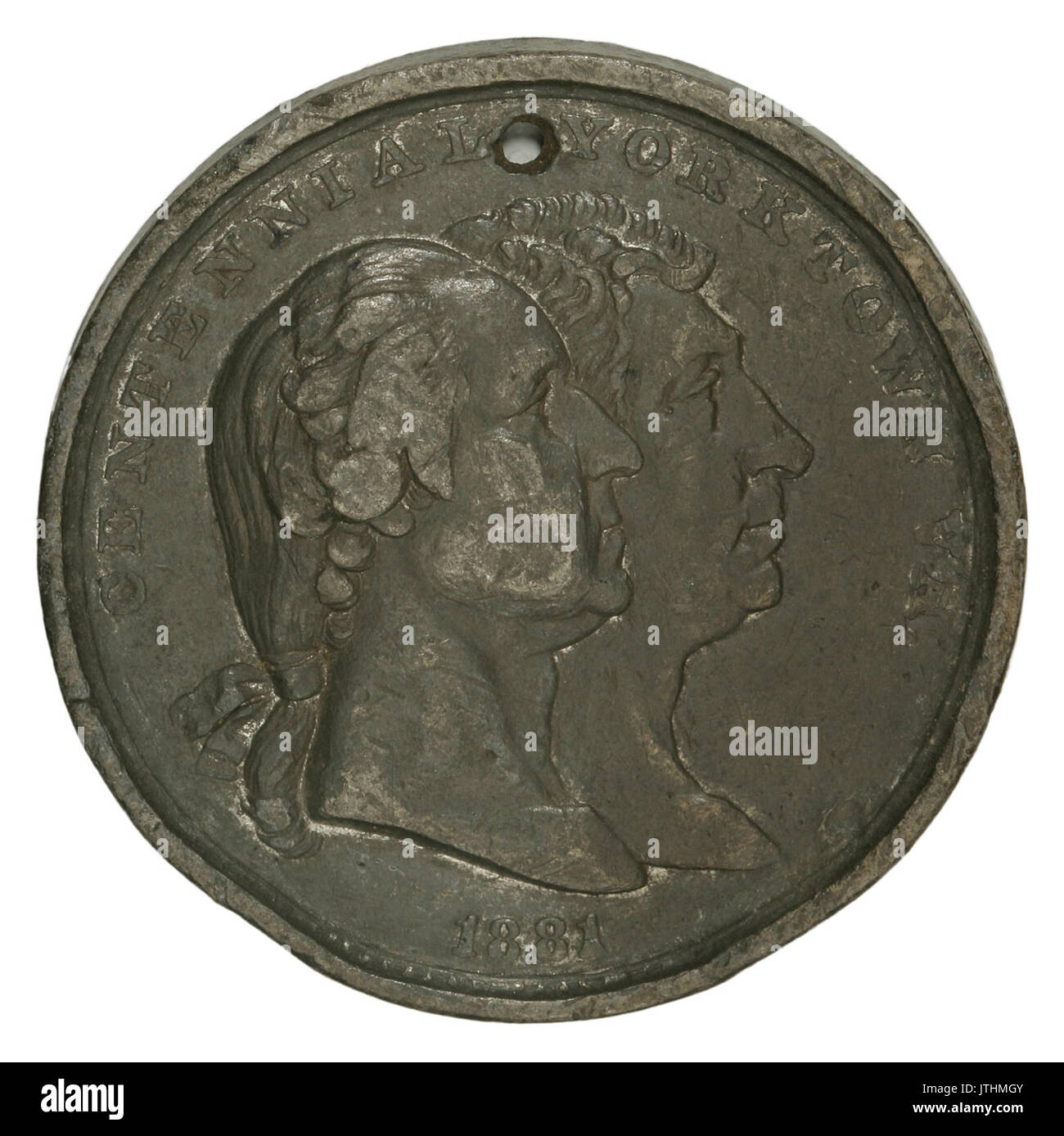 La rinuncia a Yorktown Centennial Medal (1881) (obv) Foto Stock