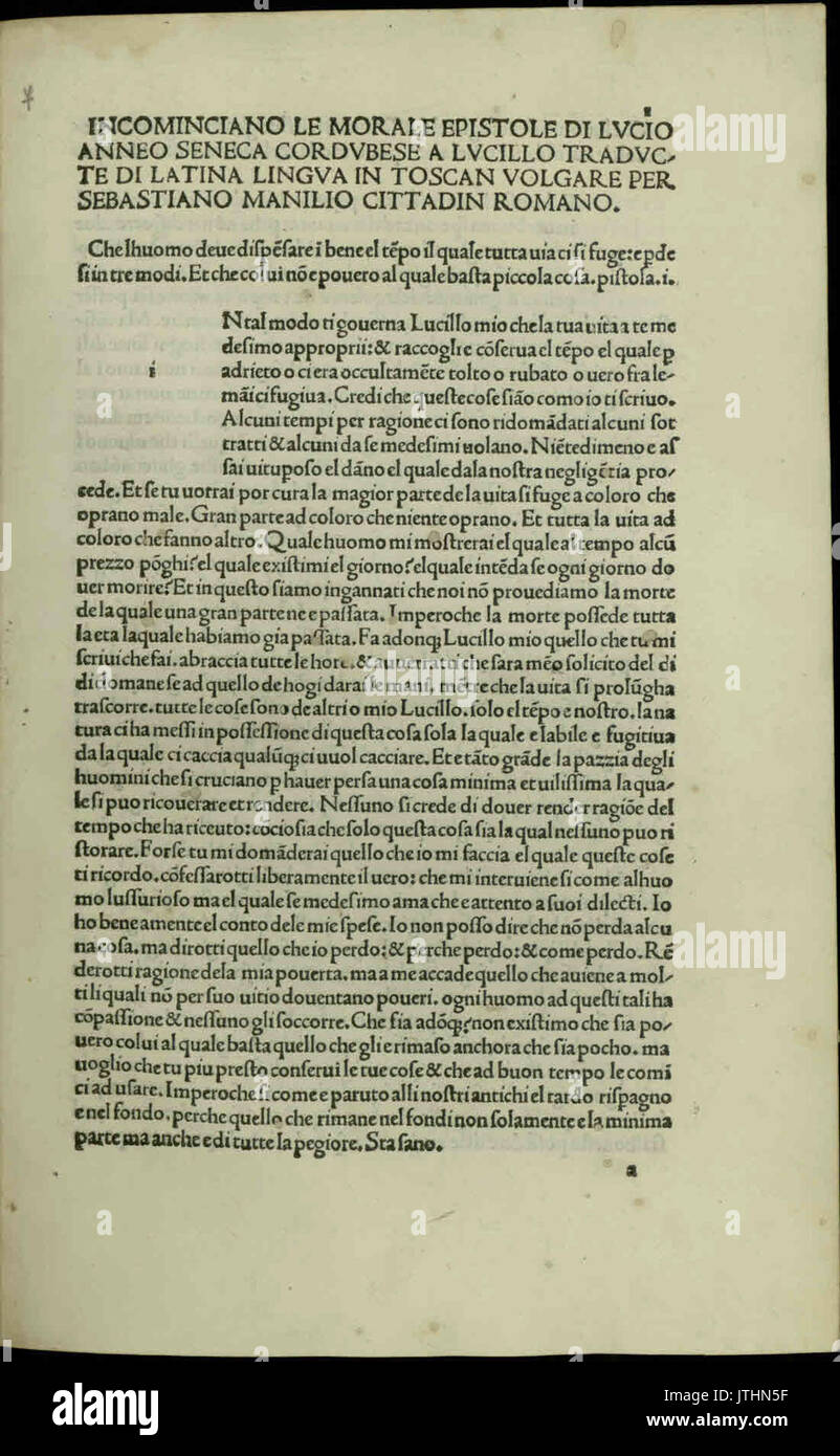 Seneca Epistolae ad Lucilium, MCCCCLXXXXIIII una di XIIII di aprile 544792 Foto Stock