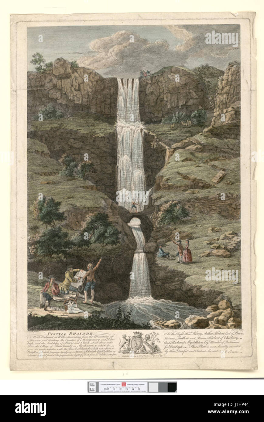 Pistyll Rhaiadr. Un nobile la cataratta in Galles, scendendo dal Foto Stock