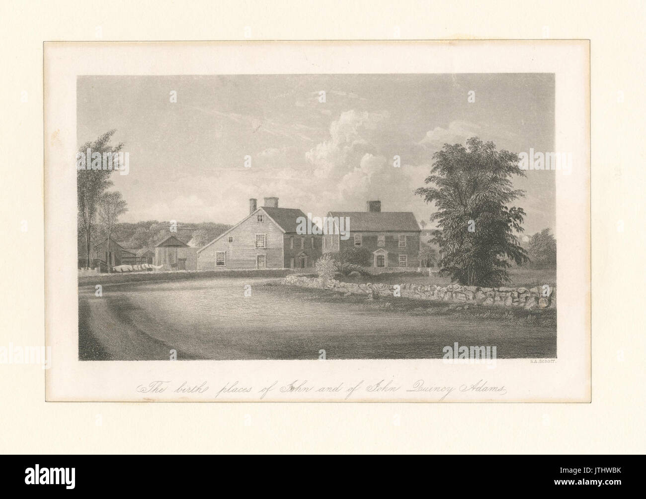I luoghi di nascita di Giovanni e di John Quincy Adams (NYPL ADE 253770 478575) Foto Stock