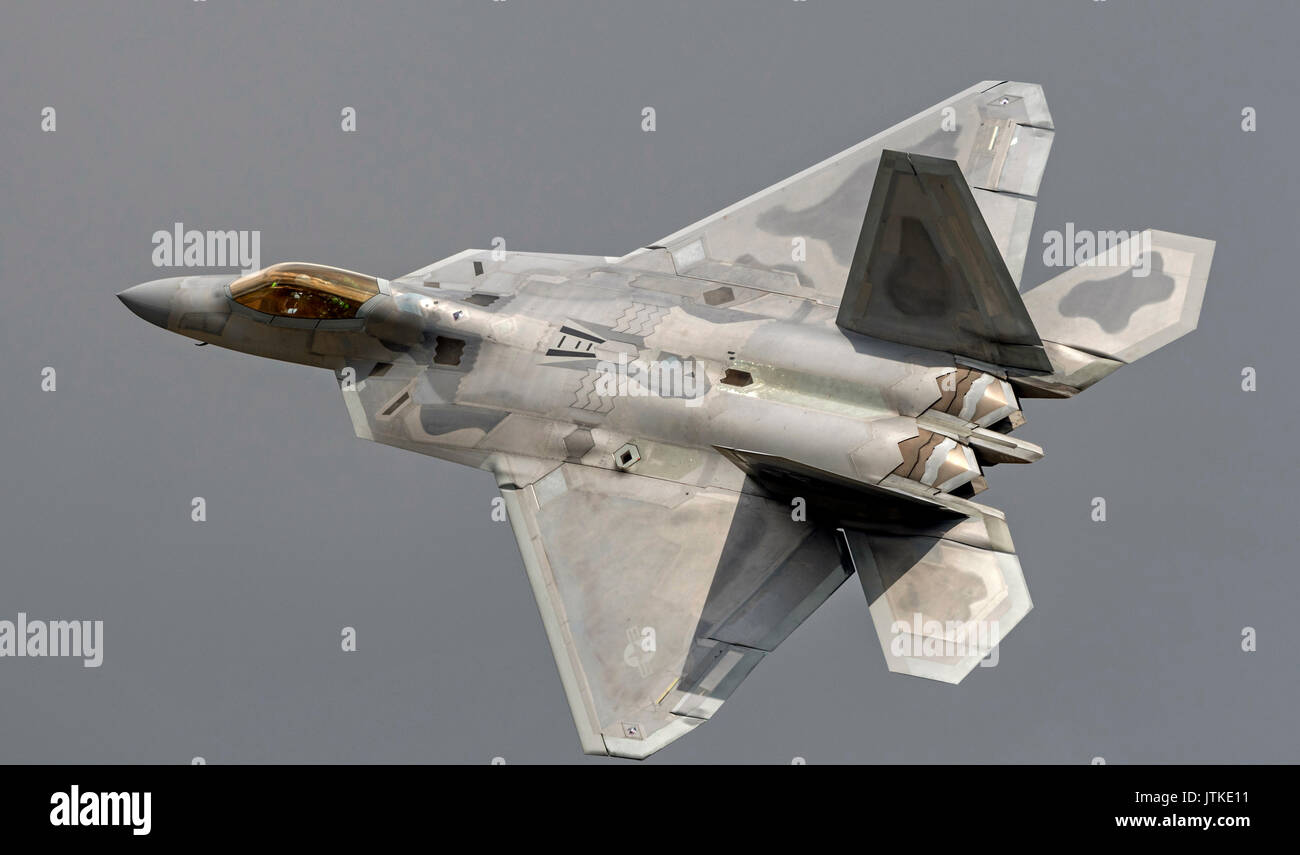 Lockheed Martin F-22A Raptor Demo USAF al Royal International Air Tattoo Foto Stock