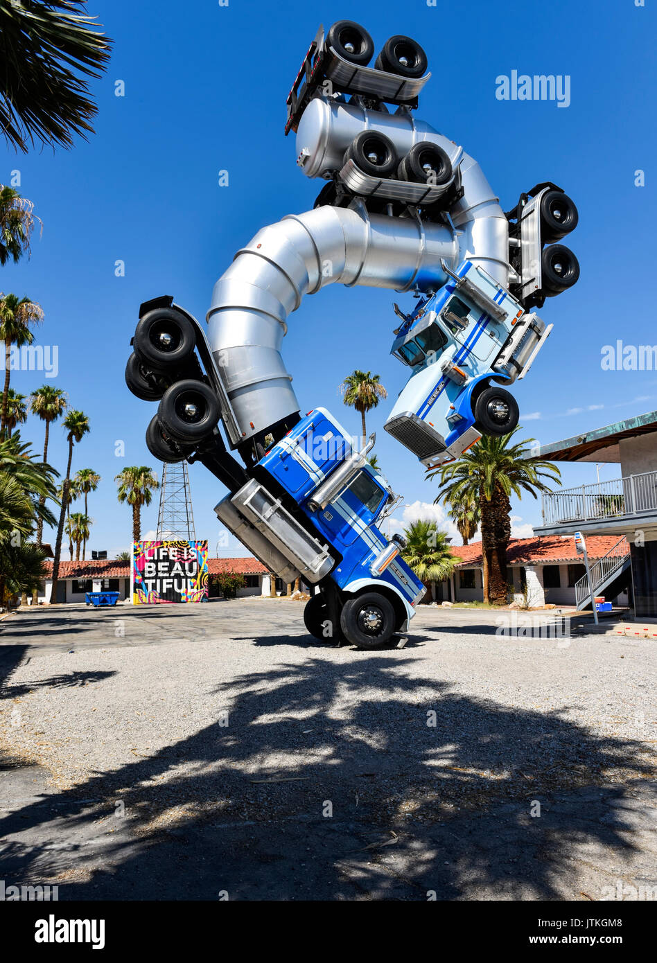 Un'arte installazione auto nel centro di Las Vegas, Nevada, STATI UNITI D'AMERICA Foto Stock