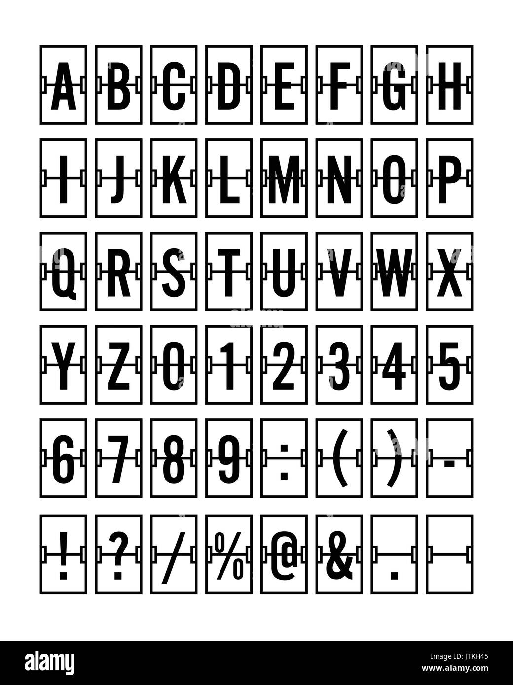 Aeroporto Flip meccanica del pannello della scheda Font - Font nero illustrazione vettoriale Illustrazione Vettoriale