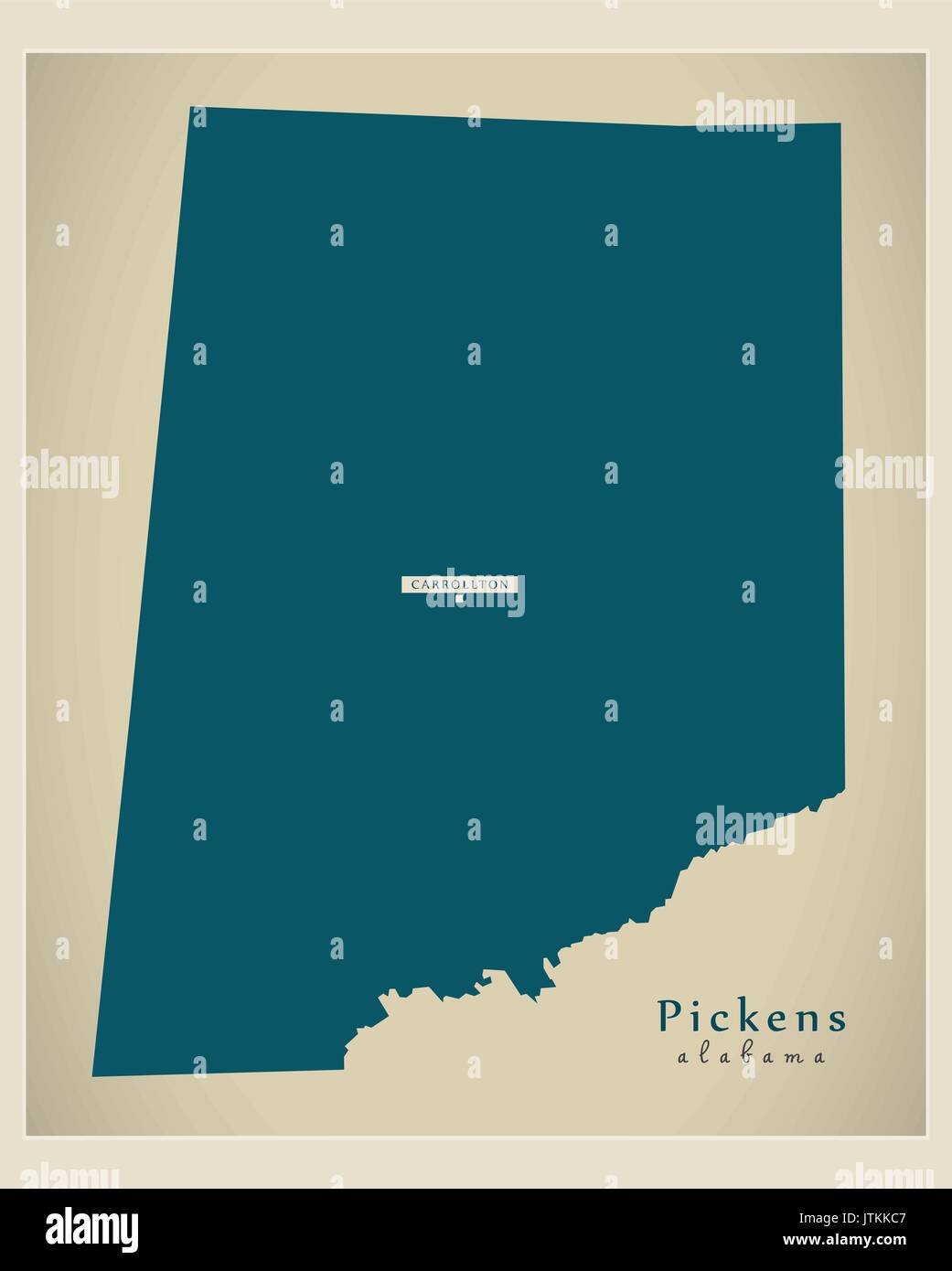 Mappa moderno - Alabama Pickens county USA illustrazione Illustrazione Vettoriale